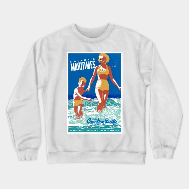 Vintage Travel Poster Canada Maritimes Crewneck Sweatshirt by vintagetreasure